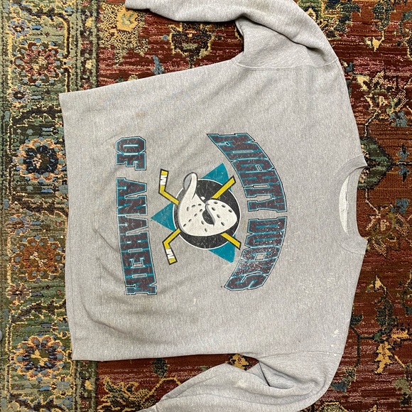 Vintage Anaheim Mighty Ducks crewneck sweatshirt retro throwback LA NHL Hockey - Picture 5 of 8